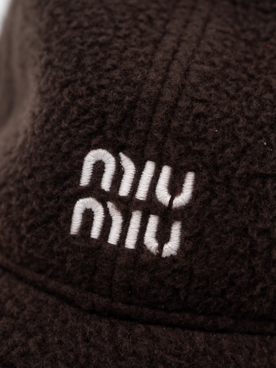 Miu Miu Fleece Baseball Cap Brown Black size M 100% Authentic Embroidered logo